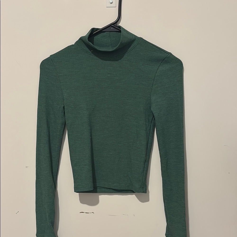 American Eagle Outfitters Fitted Green Crop Top